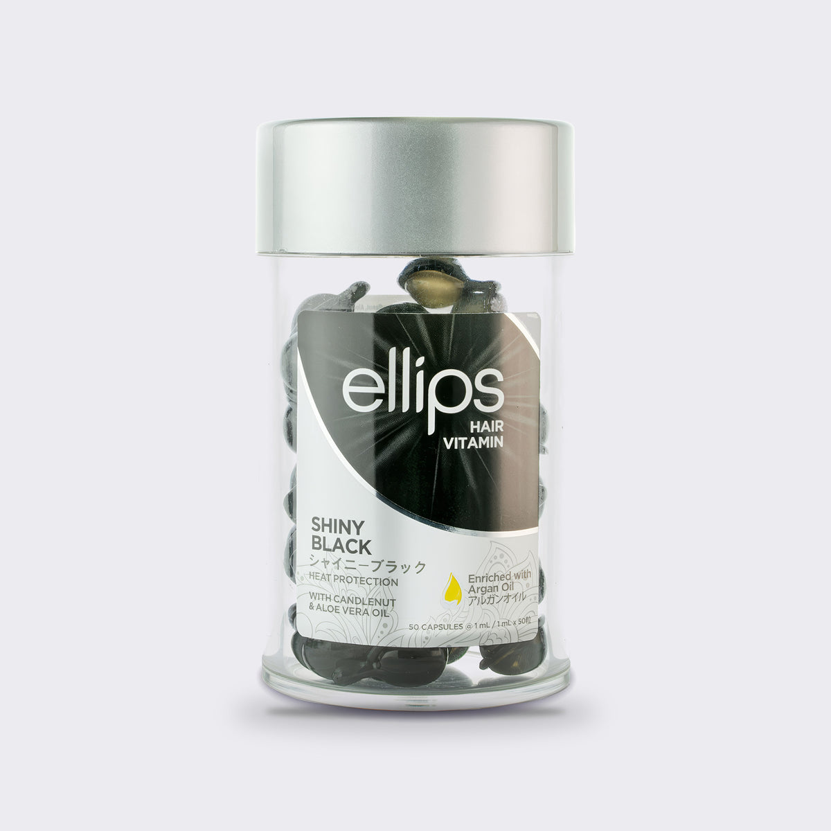 Ellips Hair Vitamin Shiny Black, jar of 50 capsules