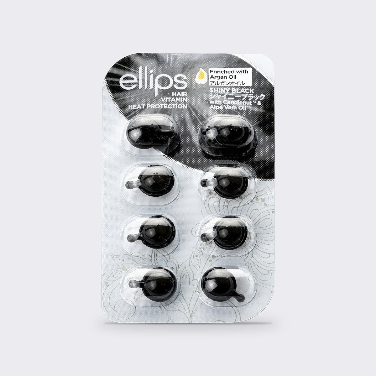 Ellips Hair Vitamin Shiny Black try size, blister of 8 capsules