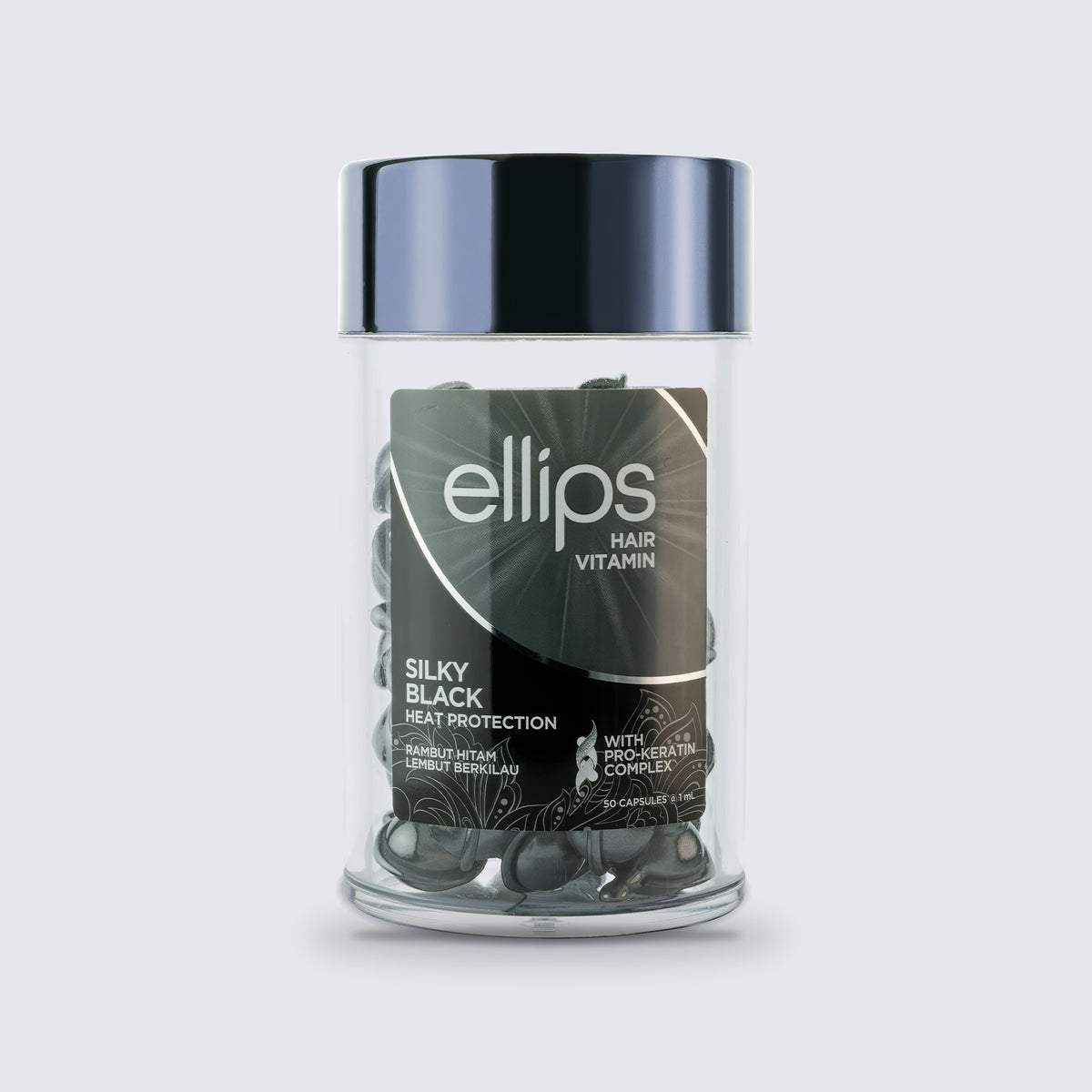 Ellips Hair Vitamin Silky Black, jar of 50 capsules